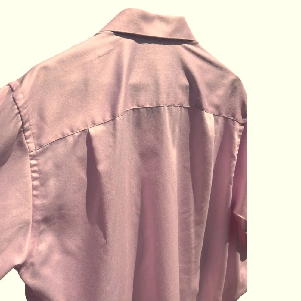 Dress Shirt Mens XL 17 34/35 Pink Sateen Wrinkle Free Long Sleeve GOOD CONDITION